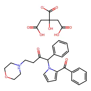 2-Butanone, 1-(2-benzoyl-1-pyrrolyl)-4-morpholino-1-phenyl-, citrate structure