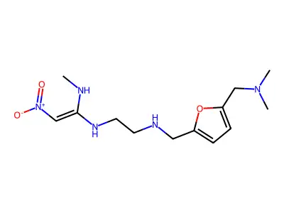 2,5-Furandimethanamine, N,N-dimethyl-N'-(2-((1-(methylamino)-2-nitroethenyl)amino)ethyl)- structure