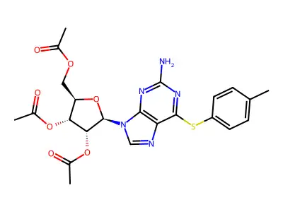 [3,4-diacetyloxy-5-[2-amino-6-(4-methylphenyl)sulfanylpurin-9-yl]oxolan-2-yl]methyl acetate structure