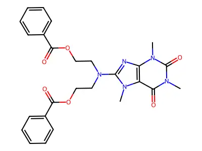 1H-Purine-2,6-dione, 3,7-dihydro-8-(bis(2-(benzoyloxy)ethyl)amino)-1,3,7-trimethyl- structure