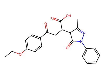 4-(4-ethoxyphenyl)-2-(3-methyl-5-oxo-1-phenyl-4,5-dihydro-1H-pyrazol-4-yl)-4-oxobutanoic acid structure