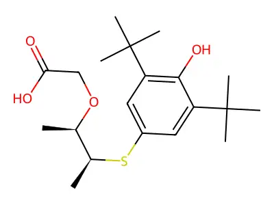 (2-((3,5-Di-t-butyl-4-hydroxyphenyl)thio)-1-methylpropoxy)acetic acid structure