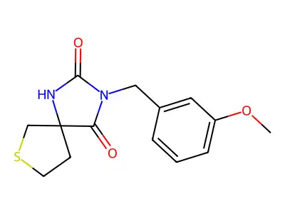 3-(3-Methoxybenzyl)-7-thia-1,3-diazaspiro[4.4]nonane-2,4-dione structure