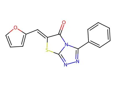 6-(2-furylmethylene)-3-phenyl[1,3]thiazolo[2,3-c][1,2,4]triazol-5(6H)-one structure