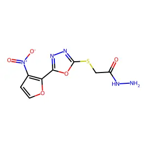 (5-(Nitro-2-furyl)-1,3,4-oxadiazol-2-ylthio)acethydrazide structure