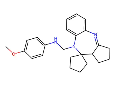 Spiro(benzo(b)cyclopenta(e)(1,4)diazepine-10(9H),1'-cyclopentane)-9-methanamine, 1,2,3,10a-tetrahydro-N-(4-methoxyphenyl)- structure