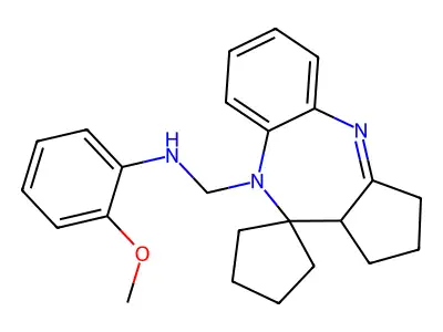 Spiro(benzo(b)cyclopenta(e)(1,4)diazepine-10(9H),1'-cyclopentane)-9-methanamine, 1,2,3,10a-tetrahydro-N-(2-methoxyphenyl)- structure