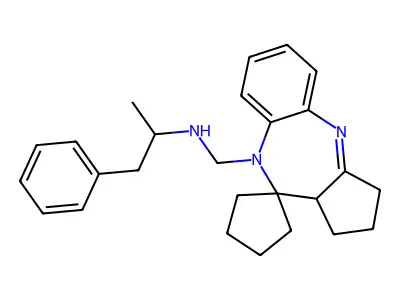 Spiro(benzo(b)cyclopenta(e)(1,4)diazepine-10(9H),1'-cyclopentane)-9-methanamine, 1,2,3,10a-tetrahydro-N-(1-methyl-2-phenylethyl)- structure