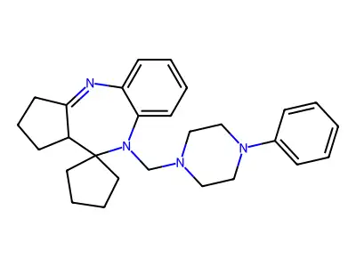 Spiro(benzo(b)cyclopenta(e)(1,4)diazepine-10(1H),1'-cyclopentane), 2,3,9,10a-tetrahydro-9-((4-phenyl-1-piperazinyl)methyl)- structure