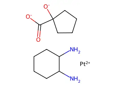 Platinum(2+) 1-oxidocyclopentane-1-carboxylate--cyclohexane-1,2-diamine (1/1/1) structure