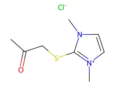 1,3-dimethyl-2-[(2-oxopropyl)sulfanyl]-1H-imidazol-3-ium chloride structure