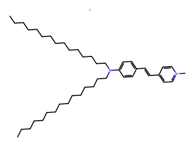 4-[2-(1-methylpyridin-1-ium-4-yl)ethenyl]-N,N-di(pentadecyl)aniline iodide structure