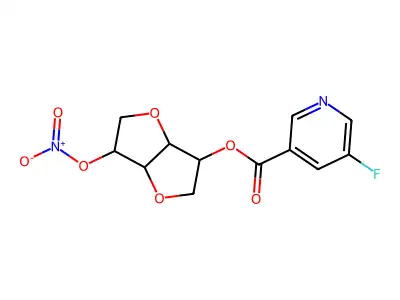 1,4:3,6-Dianhydro-2-O-(5-fluoropyridine-3-carbonyl)-5-O-nitrohexitol structure