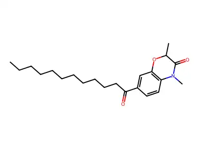 2H-1,4-Benzoxazin-3(4H)-one, 2,4-dimethyl-7-(1-oxododecyl)- structure