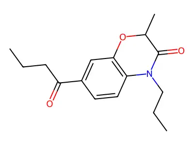 2H-1,4-Benzoxazin-3(4H)-one, 2-methyl-7-(1-oxobutyl)-4-propyl- structure