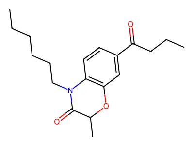 2H-1,4-Benzoxazin-3(4H)-one, 4-hexyl-2-methyl-7-(1-oxobutyl)- structure