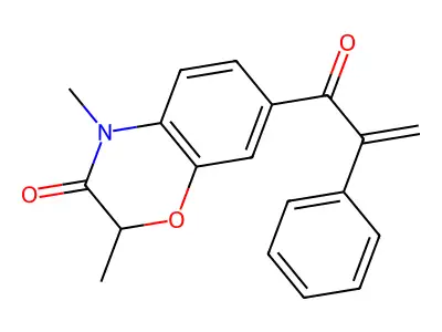 2H-1,4-Benzoxazin-3(4H)-one, 2,4-dimethyl-7-(1-oxo-2-phenyl-2-propenyl)- structure