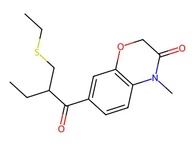 2H-1,4-Benzoxazin-3(4H)-one, 7-(2-((ethylthio)methyl)-1-oxobutyl)-4-methyl- structure
