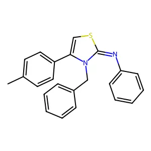 N-[(2Z)-3-benzyl-4-(4-methylphenyl)-1,3-thiazol-2(3H)-ylidene]aniline structure