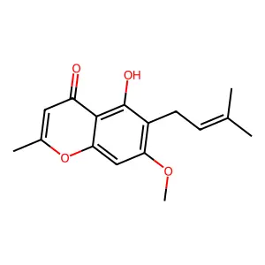 Chromone, 5-hydroxy-7-methoxy-2-methyl-6-(3-methyl-2-butenyl)- structure
