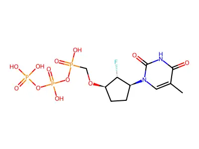 3'-Diphosphoryl-phosphonate-2'-fluorocyclopentylthymine structure