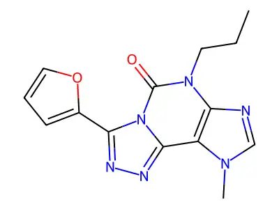 5H-1,2,4-Triazolo(3,4-i)purin-5-one, 6,9-dihydro-3-(2-furanyl)-9-methyl-6-propyl- structure