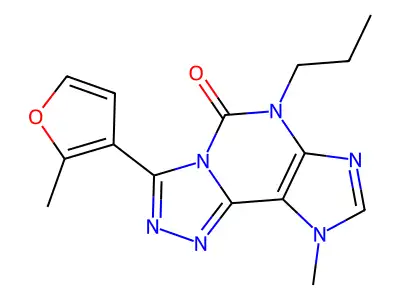 5H-1,2,4-Triazolo(3,4-i)purin-5-one, 6,9-dihydro-9-methyl-3-(2-methyl-3-furanyl)-6-propyl- structure