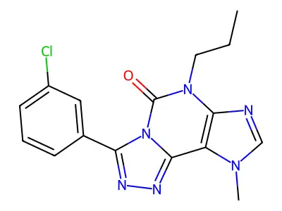 5H-1,2,4-Triazolo(3,4-i)purin-5-one, 6,9-dihydro-3-(3-chlorophenyl)-9-methyl-6-propyl- structure