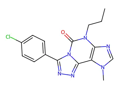 5H-1,2,4-Triazolo(3,4-i)purin-5-one, 6,9-dihydro-3-(4-chlorophenyl)-9-methyl-6-propyl- structure