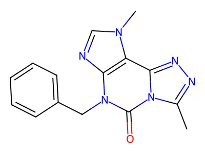 5H-1,2,4-Triazolo(3,4-i)purin-5-one, 6,9-dihydro-3,9-dimethyl-6-(phenylmethyl)- structure