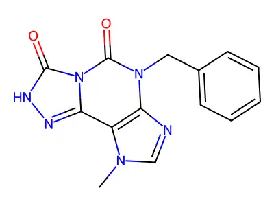 3H-1,2,4-Triazolo(3,4-i)purine-3,5(2H)-dione, 6,9-dihydro-9-methyl-6-(phenylmethyl)- structure