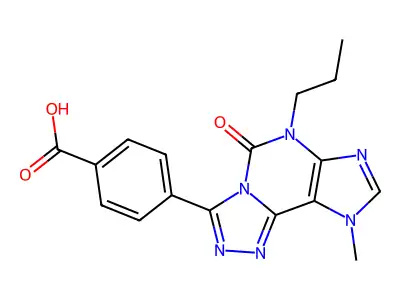 Benzoic acid, 4-(6,9-dihydro-9-methyl-5-oxo-6-propyl-5H-1,2,4-triazolo(3,4-i)purin-3-yl)- structure