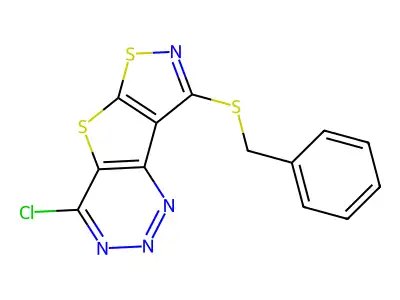 Isothiazolo(4',5':4,5)thieno(3,2-d)-1,2,3-triazine, 4-chloro-8-((phenylmethyl)thio)- structure