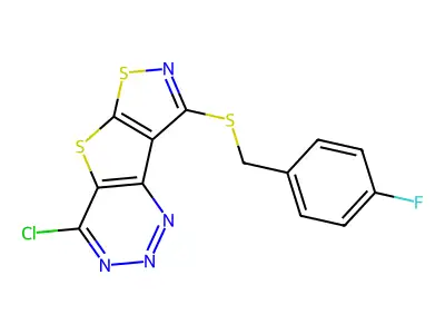 Isothiazolo(4',5':4,5)thieno(3,2-d)-1,2,3-triazine, 4-chloro-8-(((4-fluorophenyl)methyl)thio)- structure