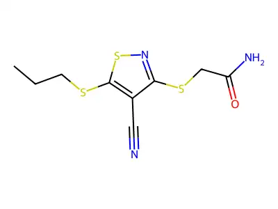 Acetamide, 2-((4-cyano-5-(propylthio)-3-isothiazolyl)thio)- structure