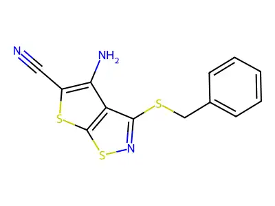 Thieno(3,2-d)isothiazole-5-carbonitrile, 4-amino-3-((phenylmethyl)thio)- structure