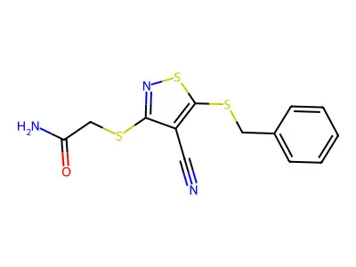 Acetamide, 2-((4-cyano-5-((phenylmethyl)thio)-3-isothiazolyl)thio)- structure