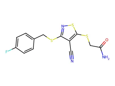 Acetamide, 2-((4-cyano-3-(((4-fluorophenyl)methyl)thio)-5-isothiazolyl)thio)- structure