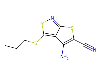 Thieno(2,3-c)isothiazole-5-carbonitrile, 4-amino-3-(propylthio)- structure