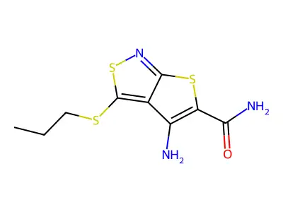 Thieno(2,3-c)isothiazole-5-carboxamide, 4-amino-3-(propylthio)- structure