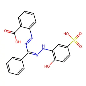 Benzoic acid, 2-[[[(2-hydroxy-5-sulfophenyl)azo]phenylmethylene]hydrazino]- structure