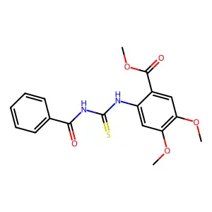 Methyl 4,5-dimethoxy-2-{[(phenylcarbonyl)carbamothioyl]amino}benzoate structure