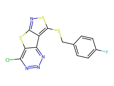 Isothiazolo(4',3':4,5)thieno(3,2-d)-1,2,3-triazine, 4-chloro-8-(((4-fluorophenyl)methyl)thio)- structure
