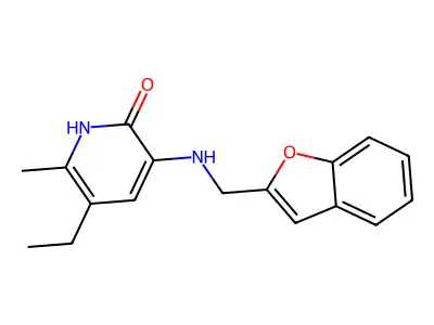 3-((2-Benzofuranylmethyl)amino)-5-ethyl-6-methylpyridin-2(1H)-one structure