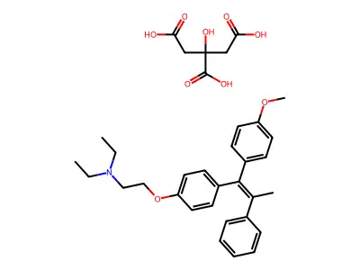 2-(p-(1-(p-Methoxyphenyl)-2-phenylpropenyl)phenoxy)triethylamine citrate structure