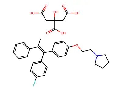 1-[2-[4-[(Z)-1-(4-fluorophenyl)-2-phenylprop-1-enyl]phenoxy] structure