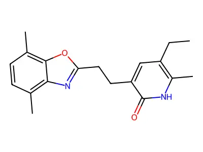 3-(2-(4,7-Dimethylbenzoxazol-2-yl)ethyl)-5-ethyl-6-methylpyridin-2(1H)-one structure