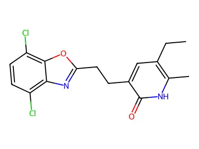 3-(2-(4,7-Dichlorobenzoxazol-2-yl)ethyl)-5-ethyl-6-methylpyridin-2(1H)-one structure