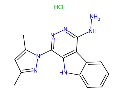 1-Hydrazino-4-(3,5-dimethyl-1-pyrazolyl)pyridazino(4,5-b)indole structure