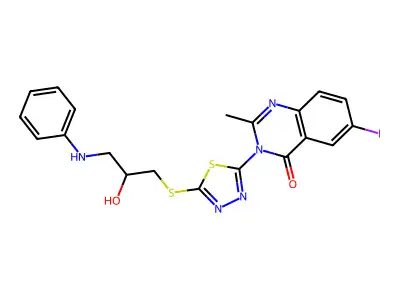 4(3H)-Quinazolinone, 3-(5-((2-hydroxy-3-(phenylamino)propyl)thio)-1,3,4-thiadiazol-2-yl)-6-iodo-2-methyl- structure
